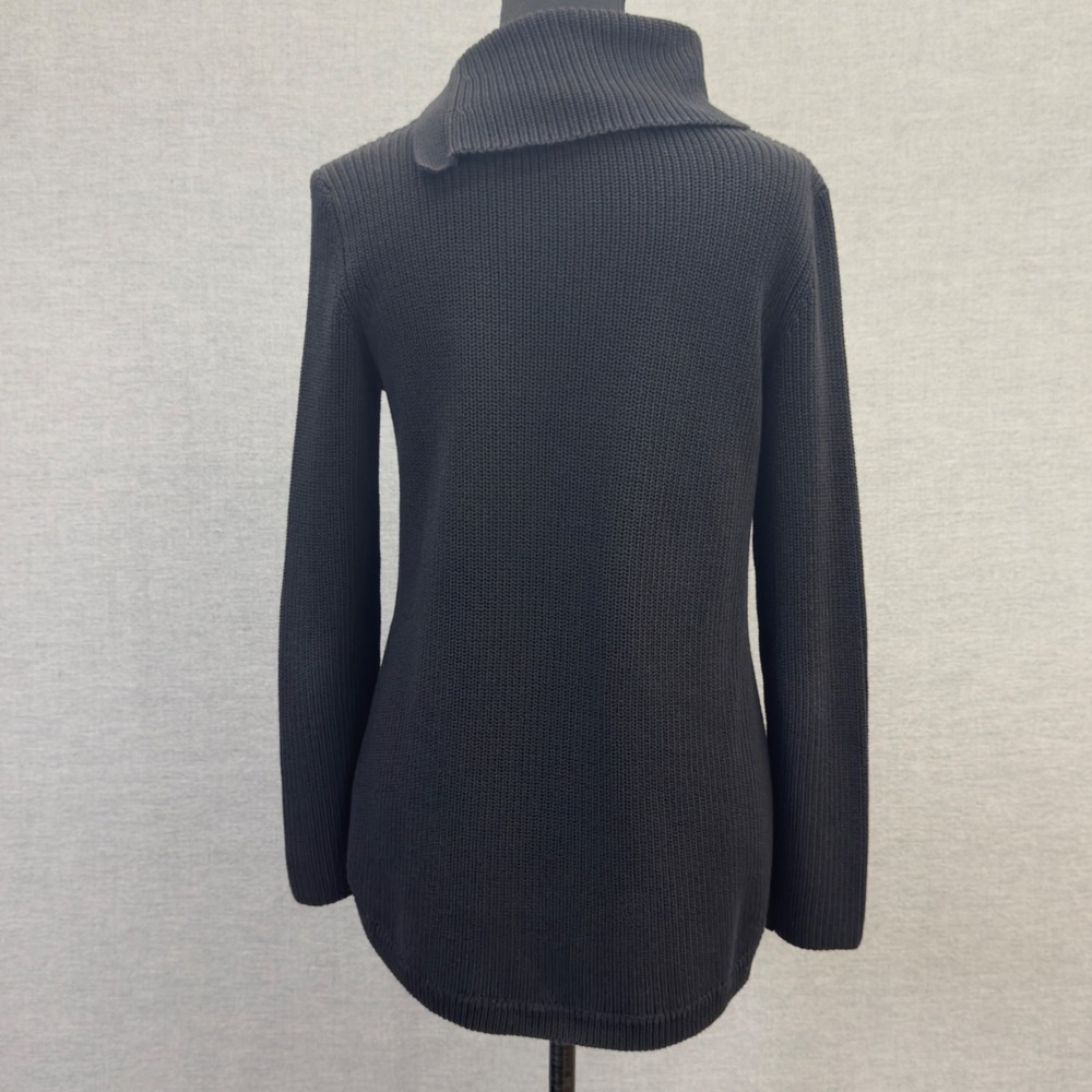 Talbots Black Cowl Neck‎ Ribbed Chevron Knit Sweater Women's Size XS - Picture 4 of 10